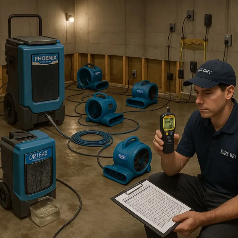 Structural Drying and Dehumidification process in Indian Trail, NC